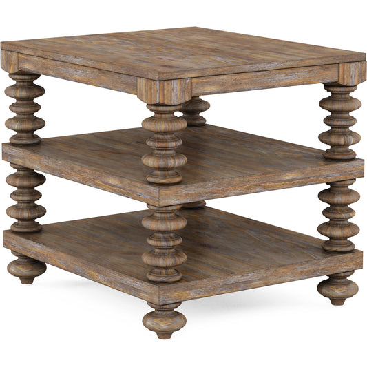 Architrave End Table by A.R.T. Furniture in almond. Made from pine solids and veneer in a traditional style.