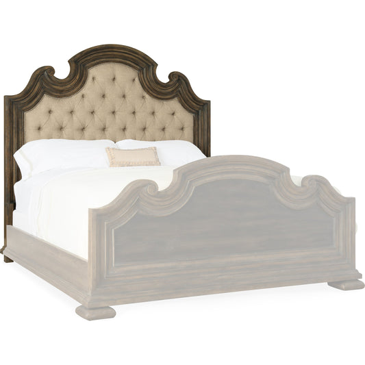 Fair Oaks Headboard by Hooker Furniture in beige and saddle brown, blackwood desert. Made from white oak veneers, fabric, resin in a traditional style.