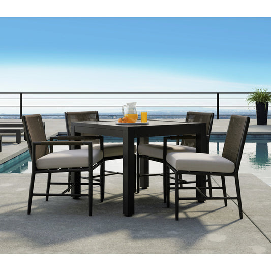 Vegas Outdoor Square 36" Dining Table by Sunset West in graphite. Made from aluminum in a modern style.
