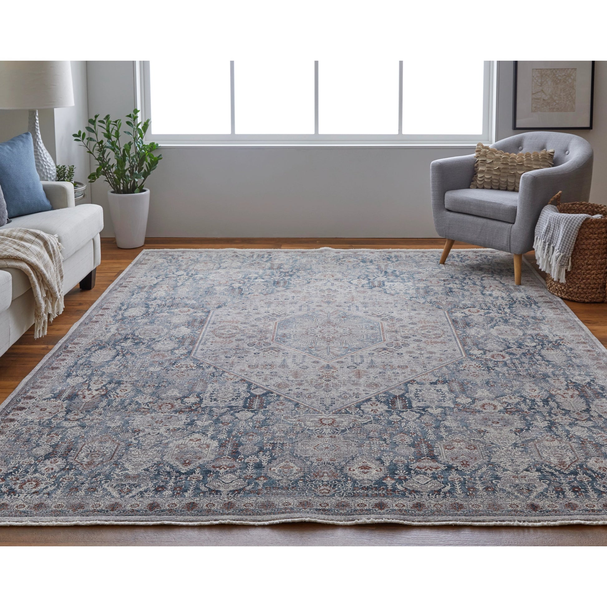 Marquette Transitional Rug - 39GUF by Feizy in blue, ivory. Made from unique in a unique style.