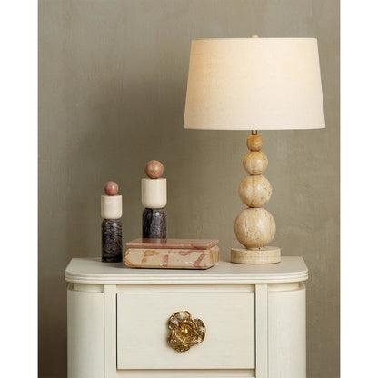 Niobe Table Lamp by Currey and Company in natural. Made from travertine in a modern style.