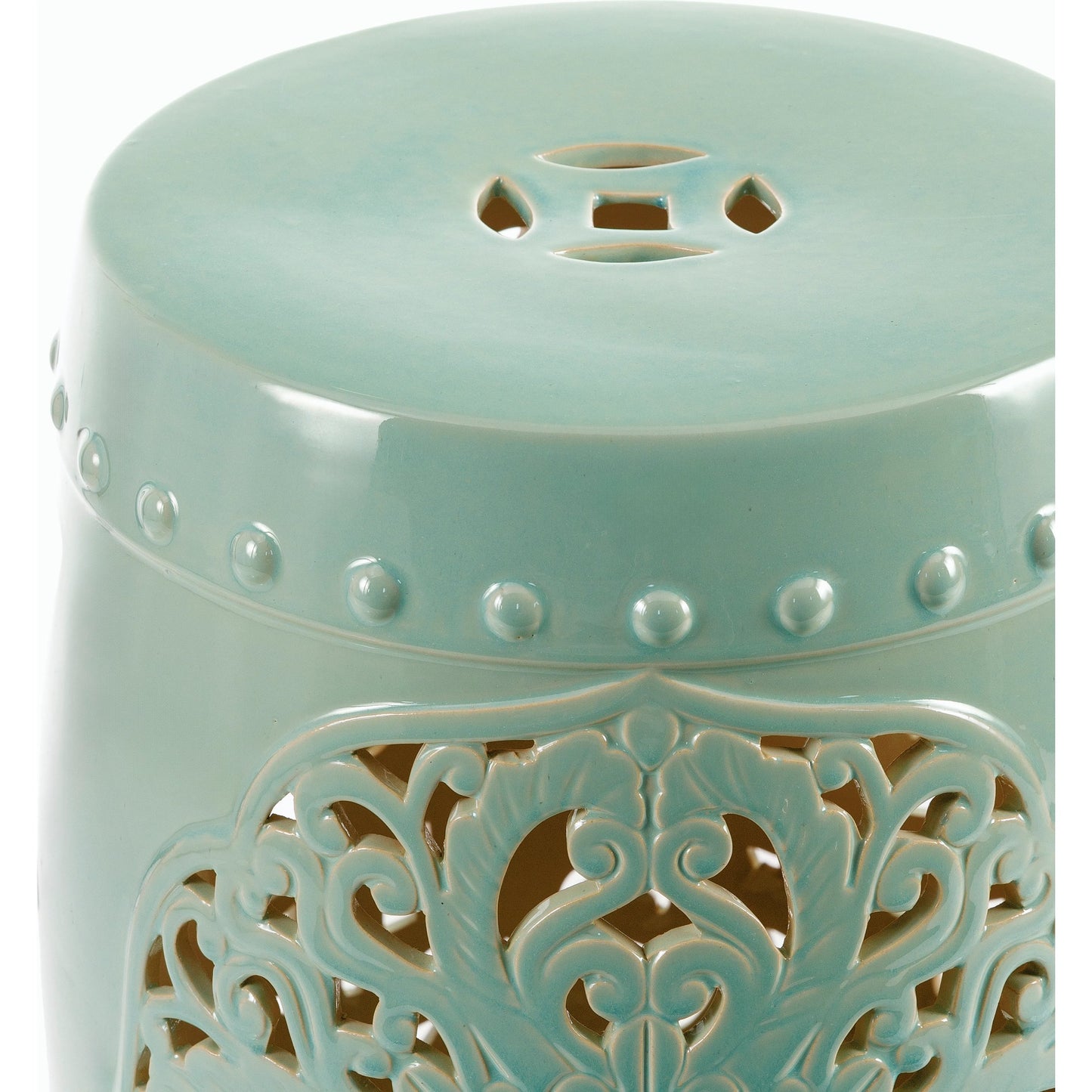 003 SI-2169161 | Closeup | Nusrat Indoor/Outdoor End Table by Surya in glazedglazed. Made from ceramic in a modern style.
