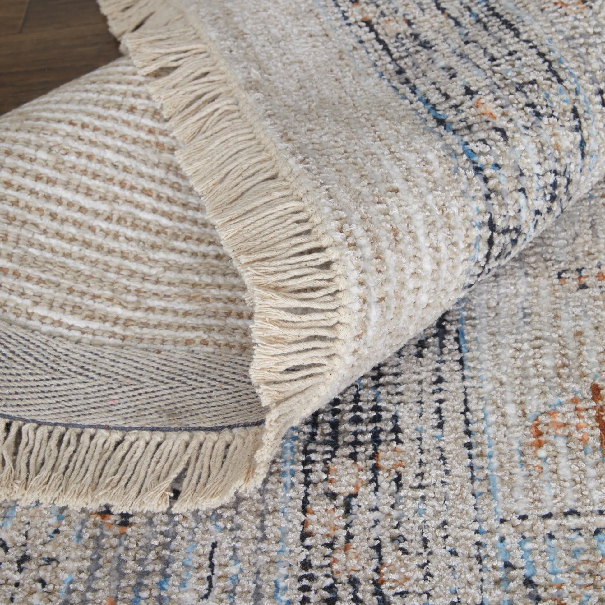 Caldwell Rug - 8798980F by Feizy in ivory, blue, orange. Made from wool, viscose in a unique style.