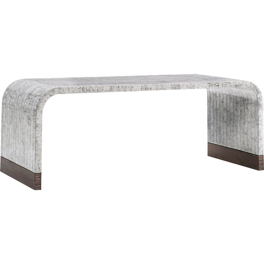 Gaia Rectangular Coffee Table by Jonathan Charles in white smoke eggshell. Made from egg shell in a modern style.