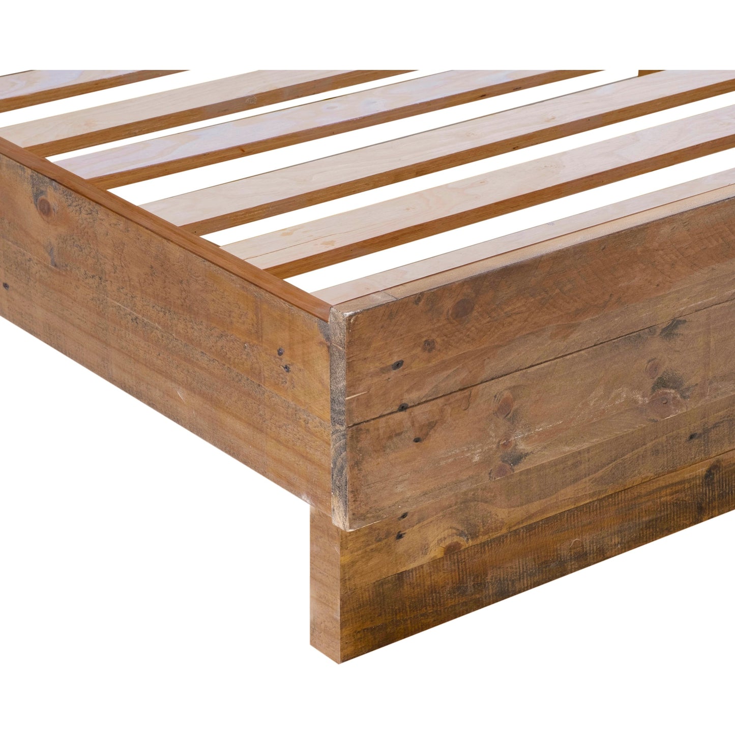 006 SI-2004357 | Closeup | Nevada Bed by LH Imports in dark driftwood. Made from reclaimed pine, plywood in a modern style.