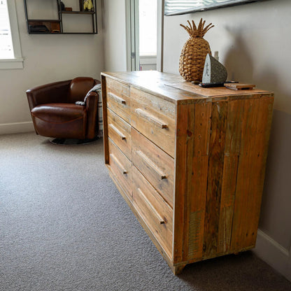 Nevada Dresser by LH Imports in dark driftwood. Made from reclaimed pine in a coastal style.