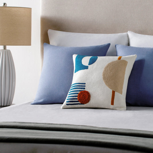 Novel Pillow - 28696 by Surya in cream, deep teal, beige, rust, mustard. Made from 100% cotton in a eclectic & global style.