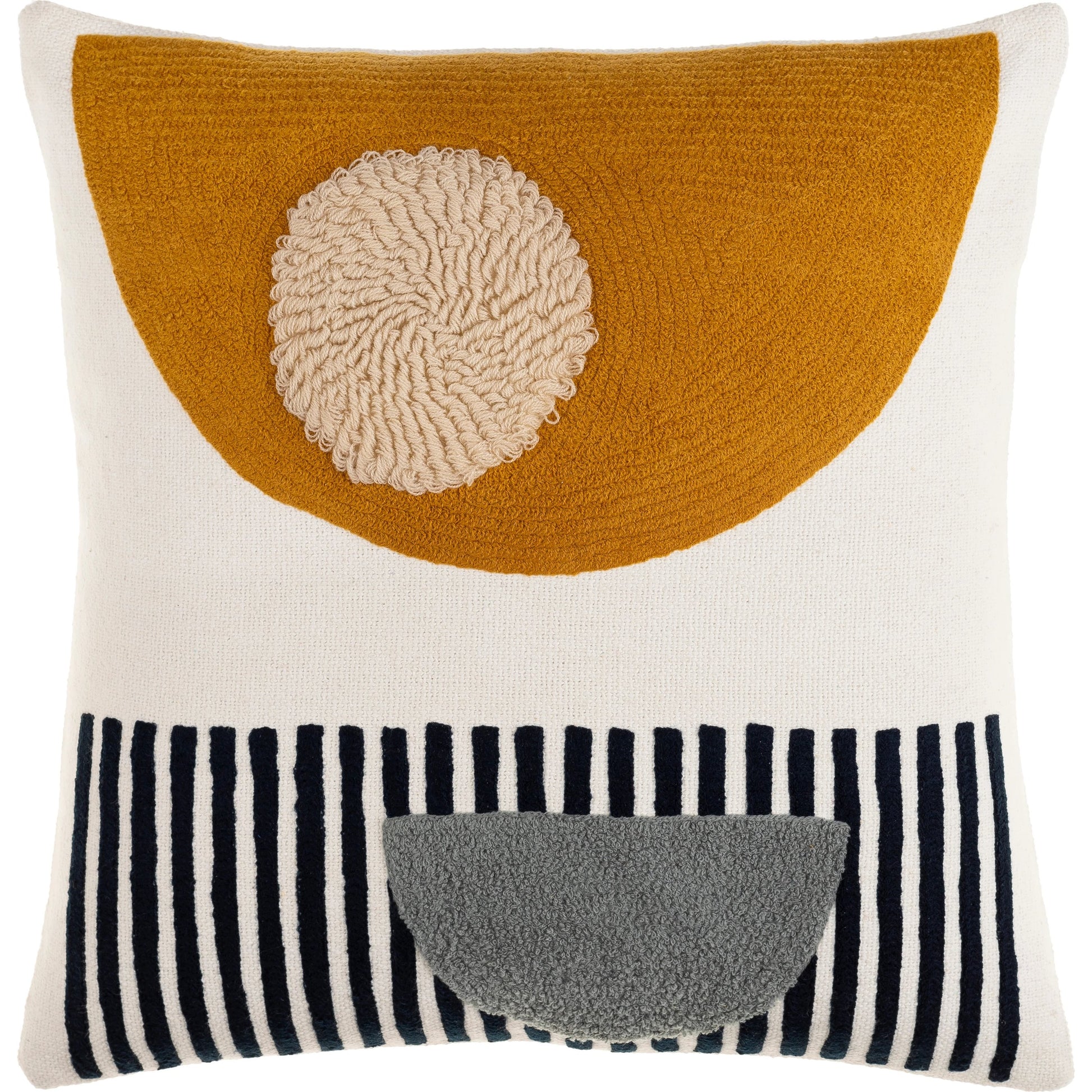 Novel Pillow - 10255 by Surya in cream, mustard, dark blue. Made from 100% cotton in a eclectic & global style.