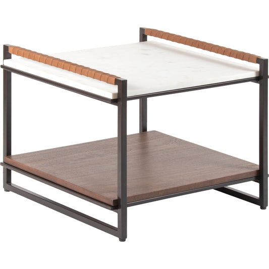 Novelle - 532080 by Surya in white, metallic bronze and powder coated, marbled. Made from top: marble, base: metal in a modern style.