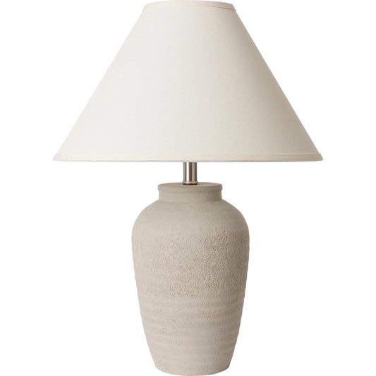 Navagio - 32217 by Surya in body: gray, shade (outside): beige, shade (inside): white, finial: metallic - nickel, harp: metallic - nickel, cord: translucent and naturalbrushed. Made from shade (outside): linen, shade (ins