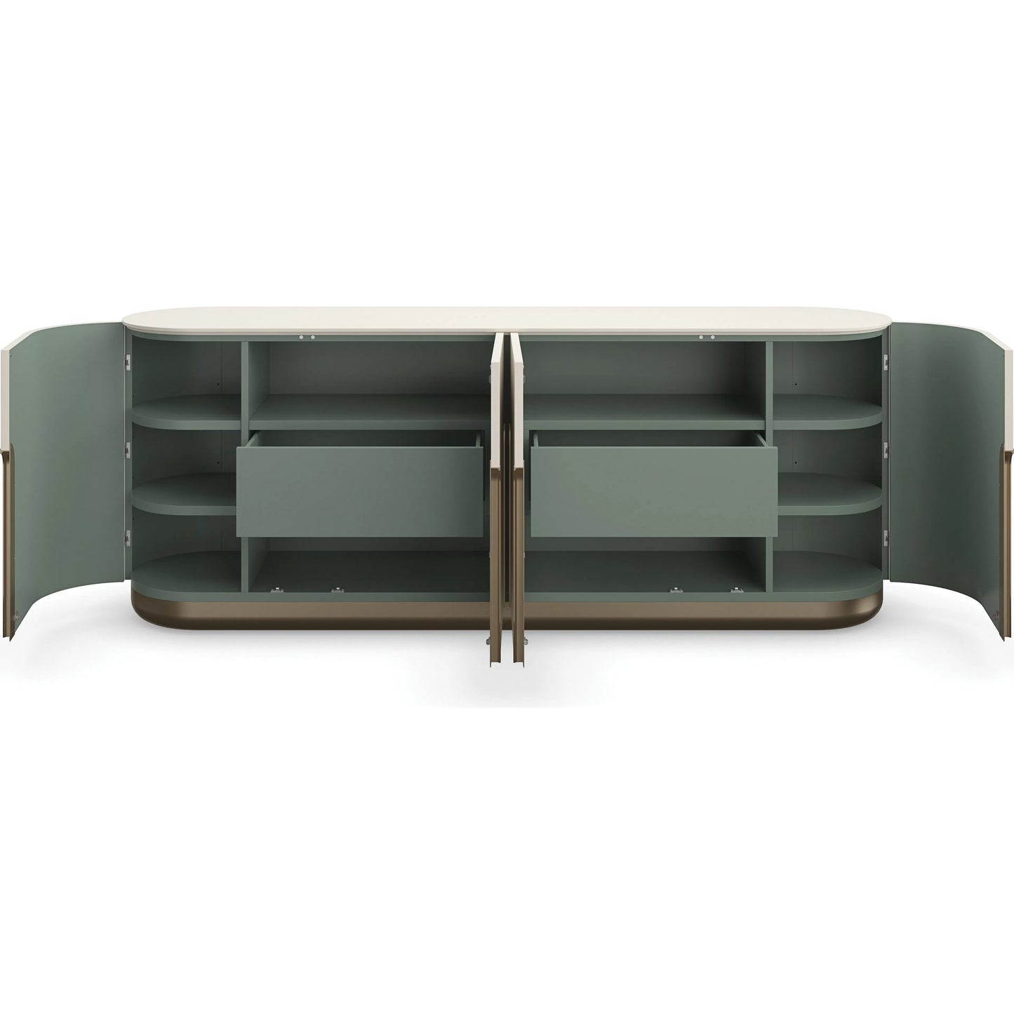 013 SI-2193876 | Additional Silo | Tangier Sideboard by Caracole in burnished adobe, lucent bronze metallic paint. Made from asian hardwood, birch in a transitional style.