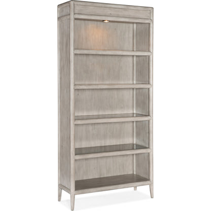 Burnham Bookcase by Hooker Furniture in grey mink. Made from alder veneers with knots in a cottage & farmhouse style.