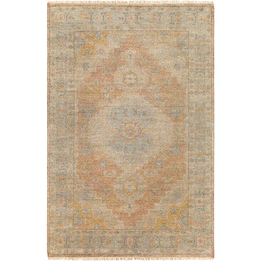 Nirvana Rug - 30240 by Surya in dusty coral, mustard. Made from 75% wool, 25% viscose in a unique style.