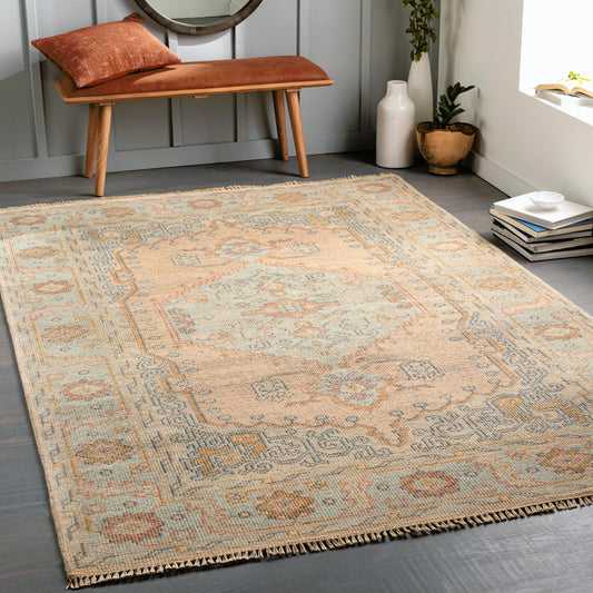 Nirvana Rug - 30241 by Surya in dusty coral, mustard. Made from 75% wool, 25% viscose in a unique style.