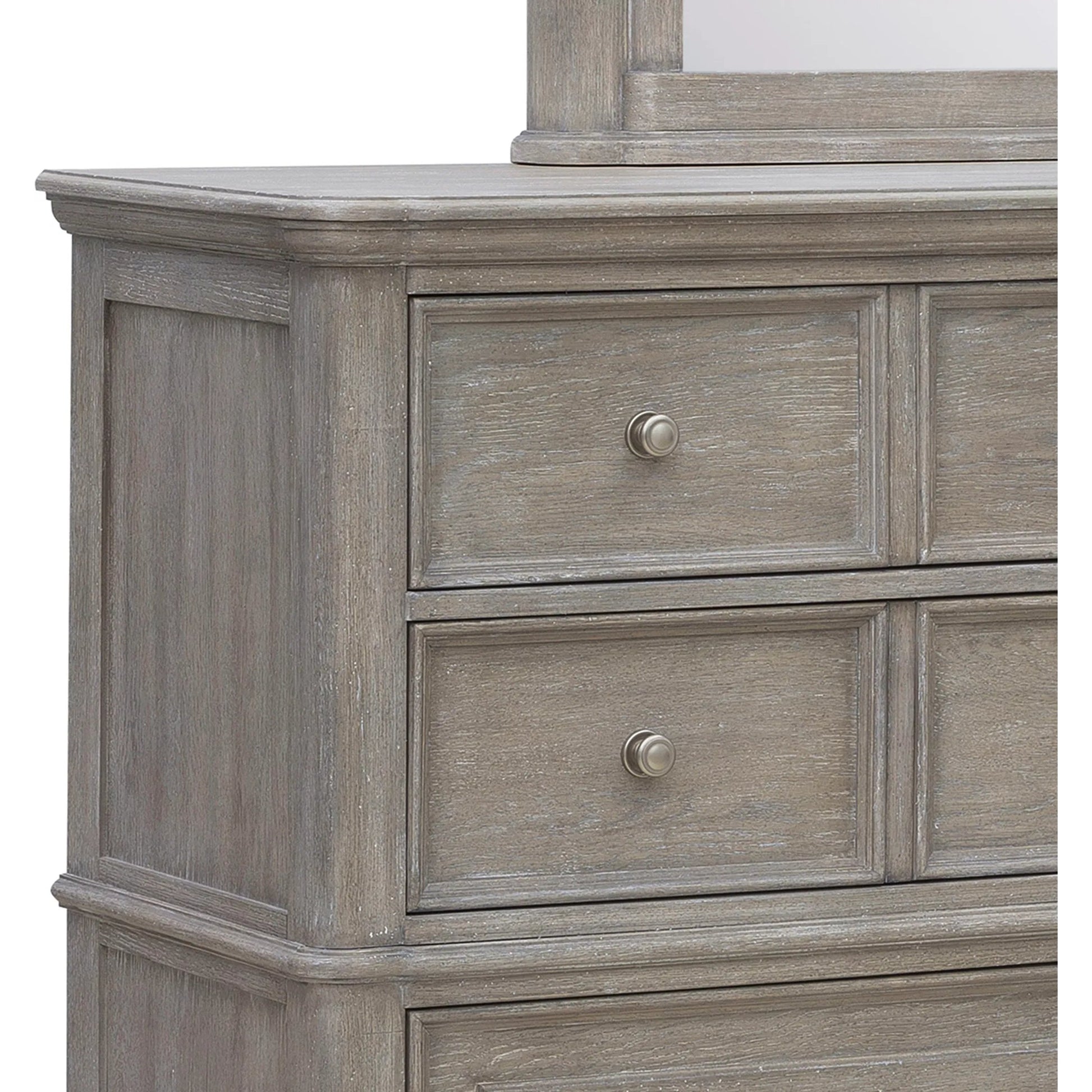 Abbotts Glen Dresser Mirror by Pulaski Furniture in windmill grey. Made from split heart cathedral oak in a transitional style.