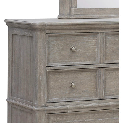 Abbotts Glen Dresser Mirror by Pulaski Furniture in windmill grey. Made from split heart cathedral oak in a transitional style.