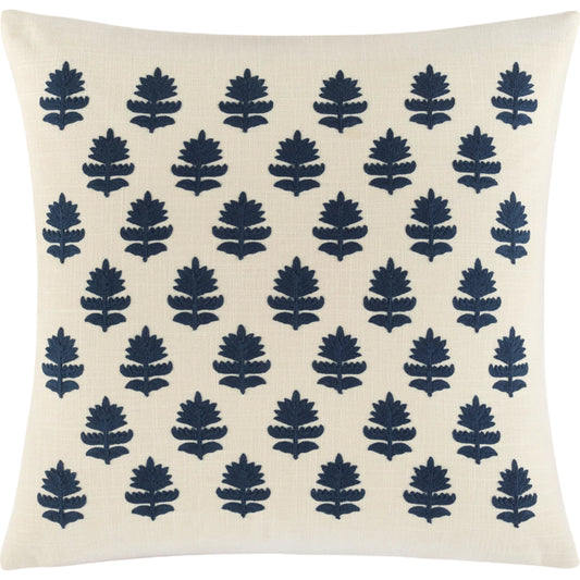 Navine Accent Pillow by Livabliss in navy, ivory. Made from cotton in a unique style.