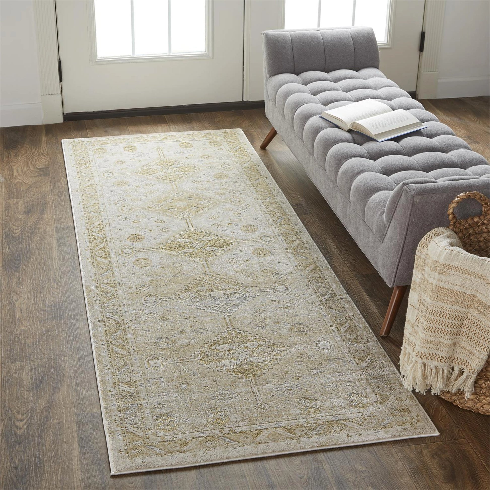 Aura Persian Rug - 3738F by Feizy in gold, ivory. Made from polyester, polypropylene in a unique style.