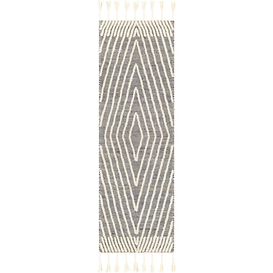 Norwood Rug - 27916 by Livabliss in black, ink blue, cream. Made from 60% jute, 40% wool in a unique style.