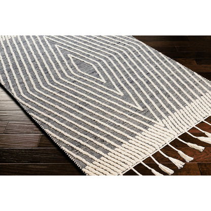 Norwood Rug - 27916 by Livabliss in black, ink blue, cream. Made from 60% jute, 40% wool in a unique style.
