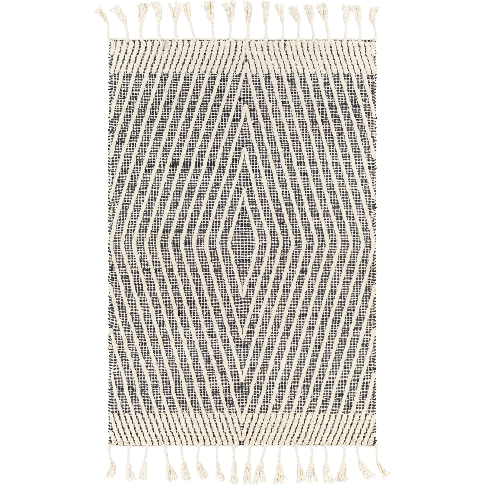 Norwood Rug - 27916 by Livabliss in black, ink blue, cream. Made from 60% jute, 40% wool in a unique style.