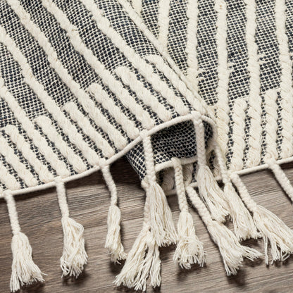 Norwood Rug - 27916 by Livabliss in black, ink blue, cream. Made from 60% jute, 40% wool in a unique style.