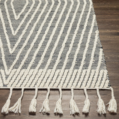 Norwood Rug - 27916 by Livabliss in black, ink blue, cream. Made from 60% jute, 40% wool in a unique style.