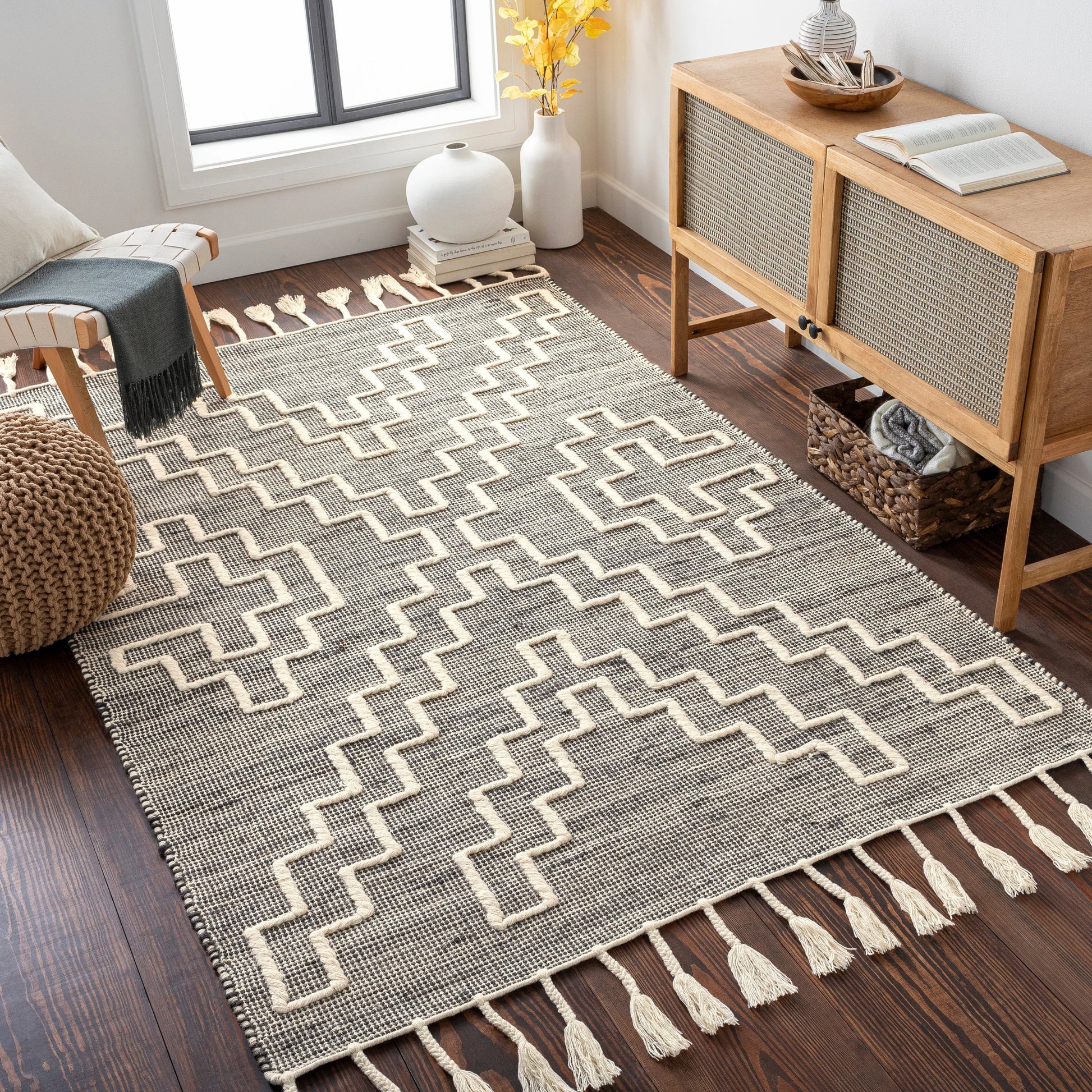 Norwood Rug - 27917 by Livabliss in charcoal, cream. Made from 60% jute, 40% wool in a unique style.