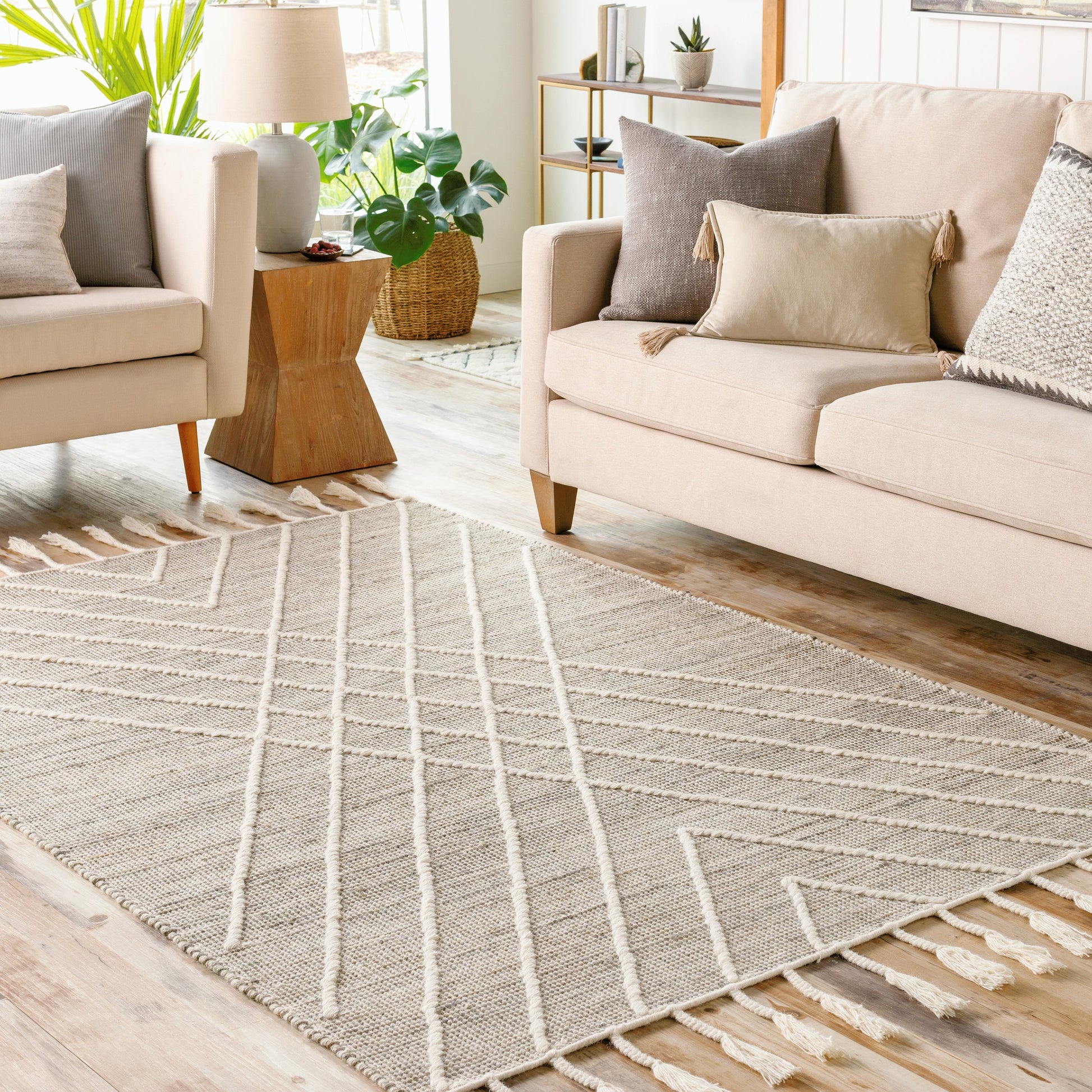Norwood Rug - 27919 by Livabliss in sage, dusty sage, light brown, cream. Made from 60% jute, 40% wool in a unique style.