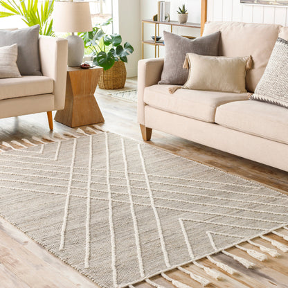 Norwood Rug - 27919 by Livabliss in sage, dusty sage, light brown, cream. Made from 60% jute, 40% wool in a unique style.