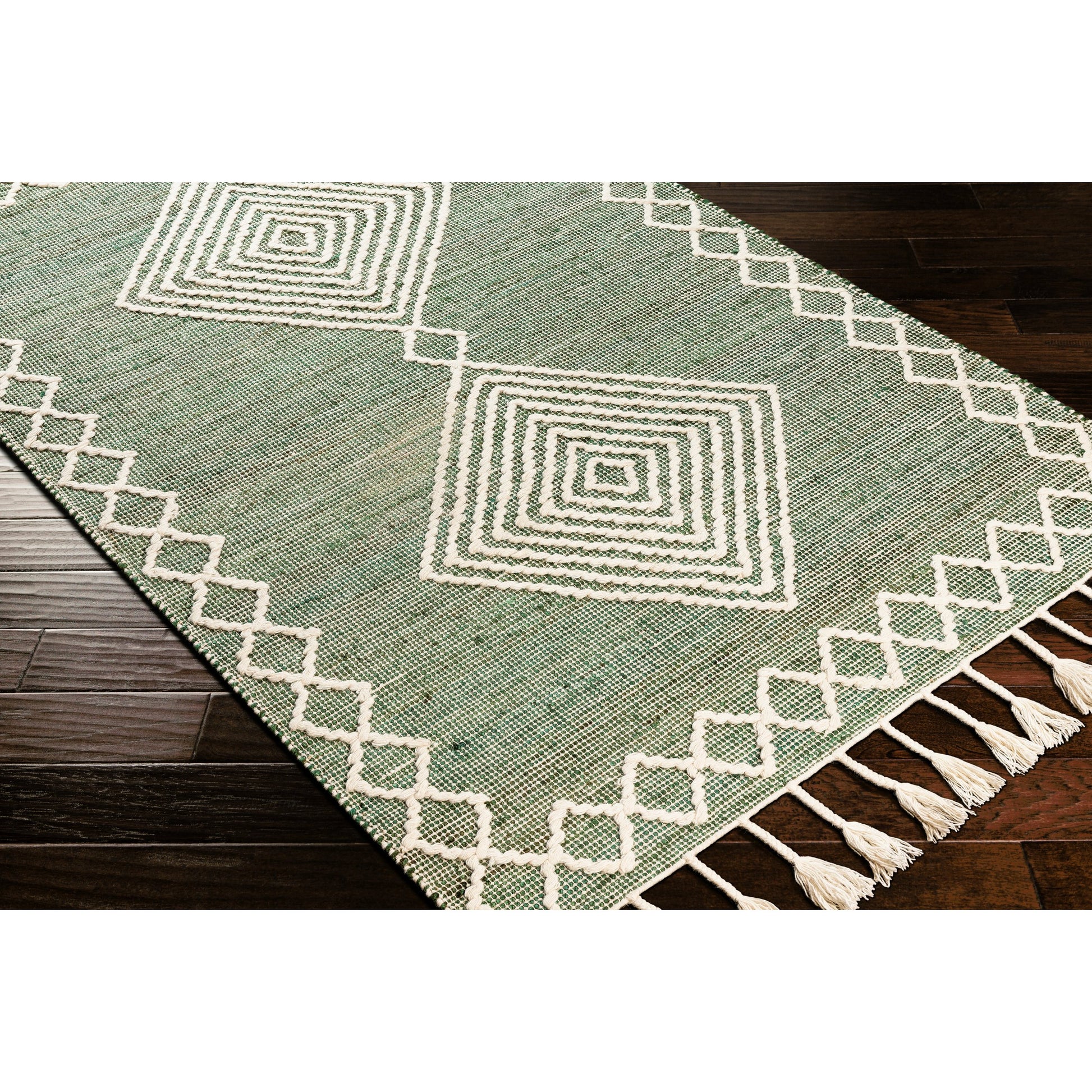 Norwood Rug - 27921 by Livabliss in medium green, cream. Made from 60% jute, 40% wool in a unique style.
