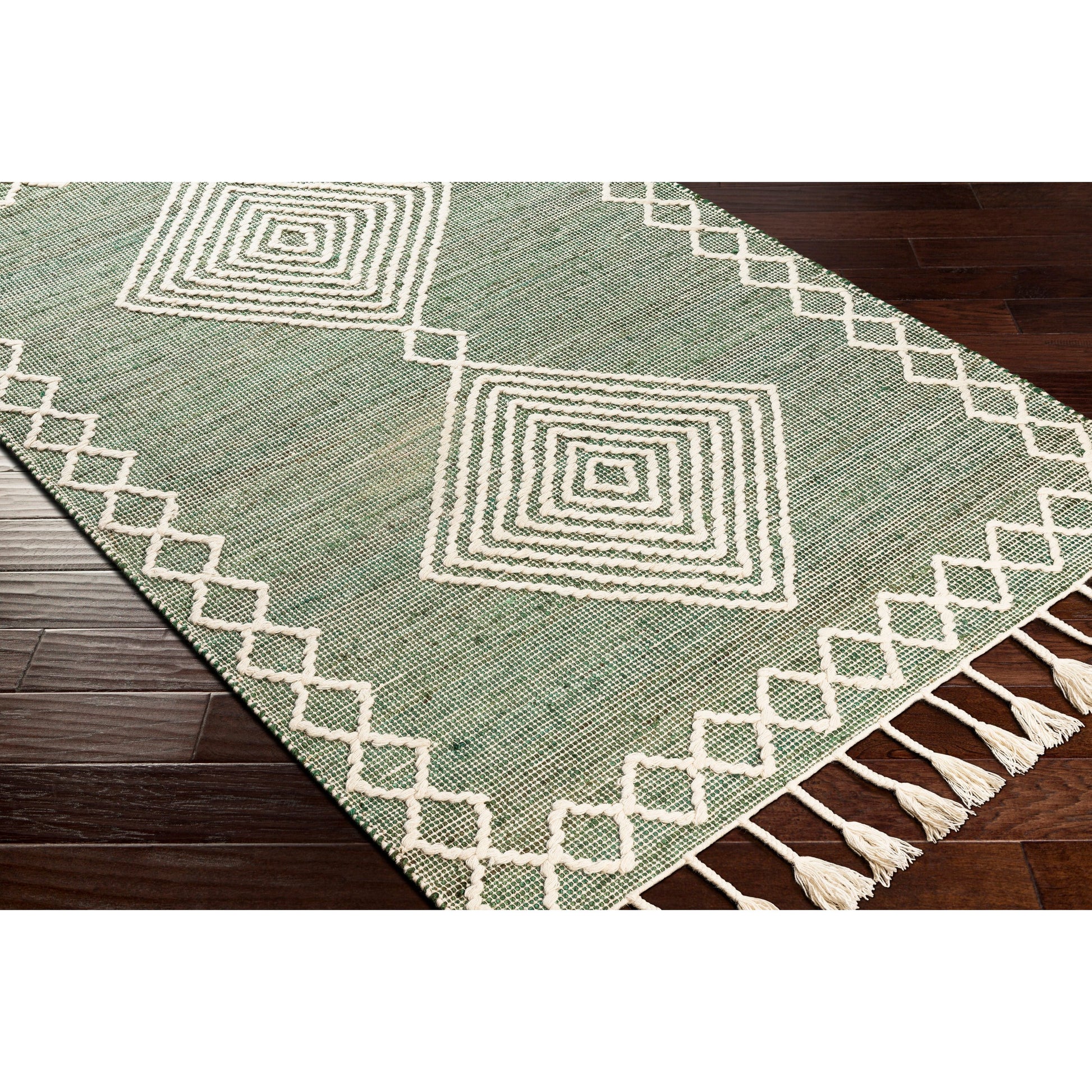 Norwood Rug - 27921 by Livabliss in medium green, cream. Made from 60% jute, 40% wool in a unique style.