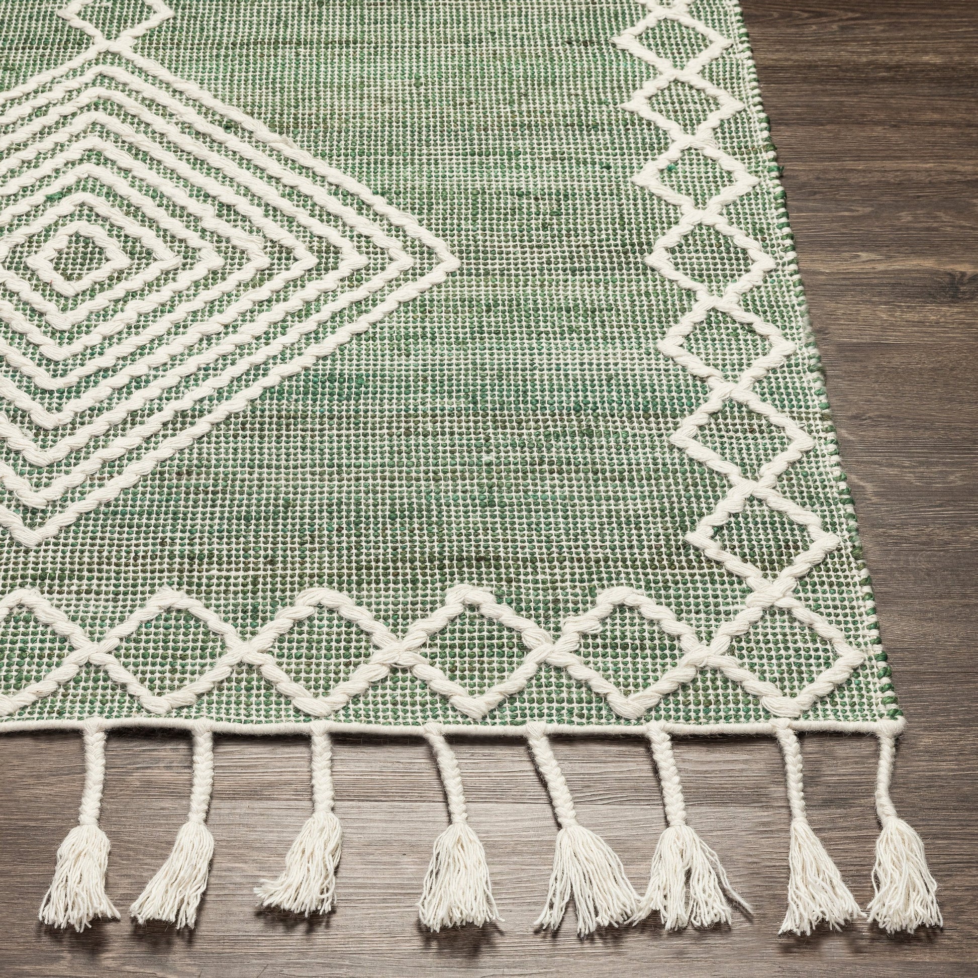 Norwood Rug - 27921 by Livabliss in medium green, cream. Made from 60% jute, 40% wool in a unique style.