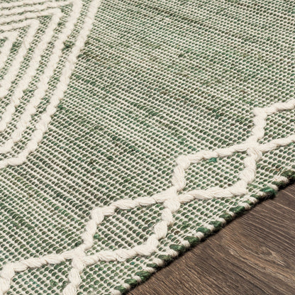 Norwood Rug - 27921 by Livabliss in medium green, cream. Made from 60% jute, 40% wool in a unique style.