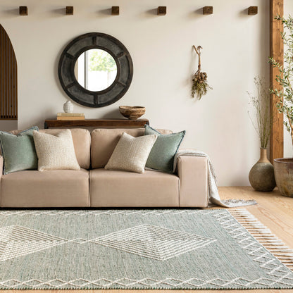 Norwood Rug - 27921 by Livabliss in medium green, cream. Made from 60% jute, 40% wool in a unique style.