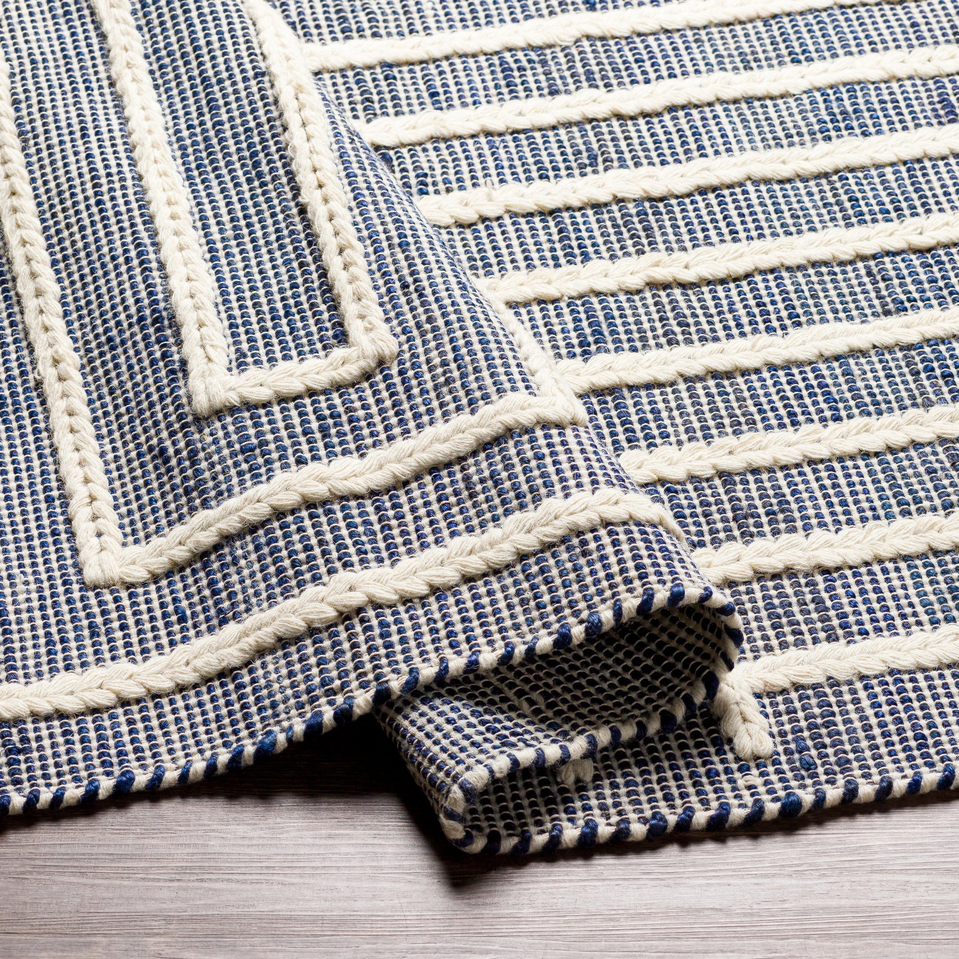 Norwood Rug - 27922 by Livabliss in ink blue, cream. Made from 60% jute, 40% wool in a unique style.