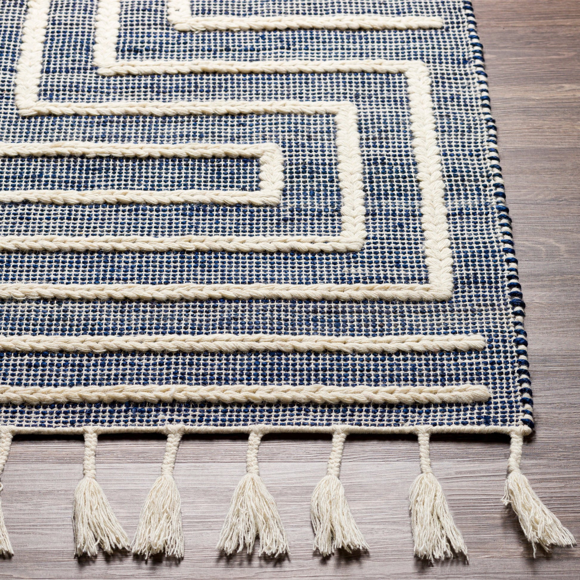 Norwood Rug - 27922 by Livabliss in ink blue, cream. Made from 60% jute, 40% wool in a unique style.