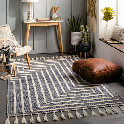 Norwood Rug - 27922 by Livabliss in ink blue, cream. Made from 60% jute, 40% wool in a unique style.