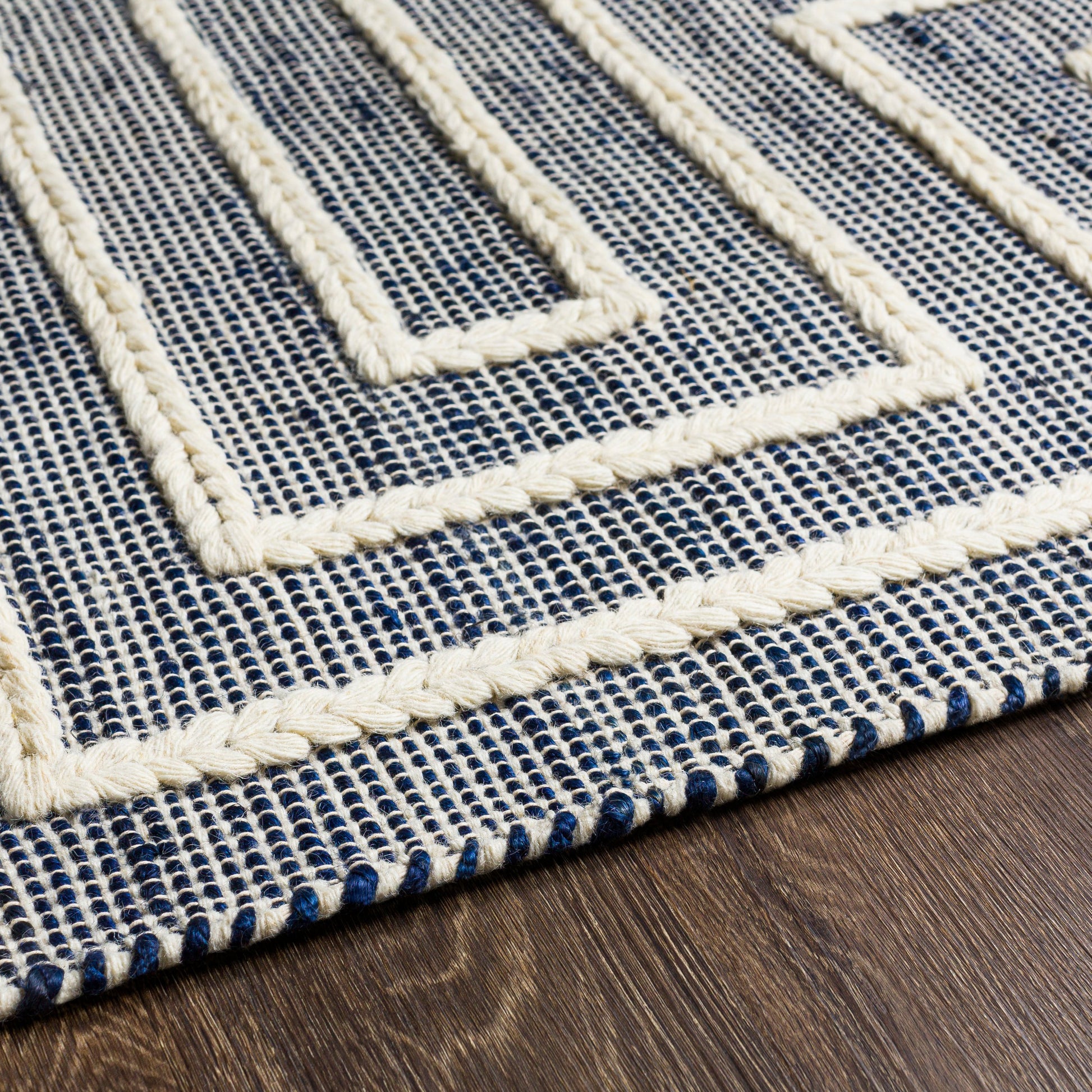 Norwood Rug - 27922 by Livabliss in ink blue, cream. Made from 60% jute, 40% wool in a unique style.
