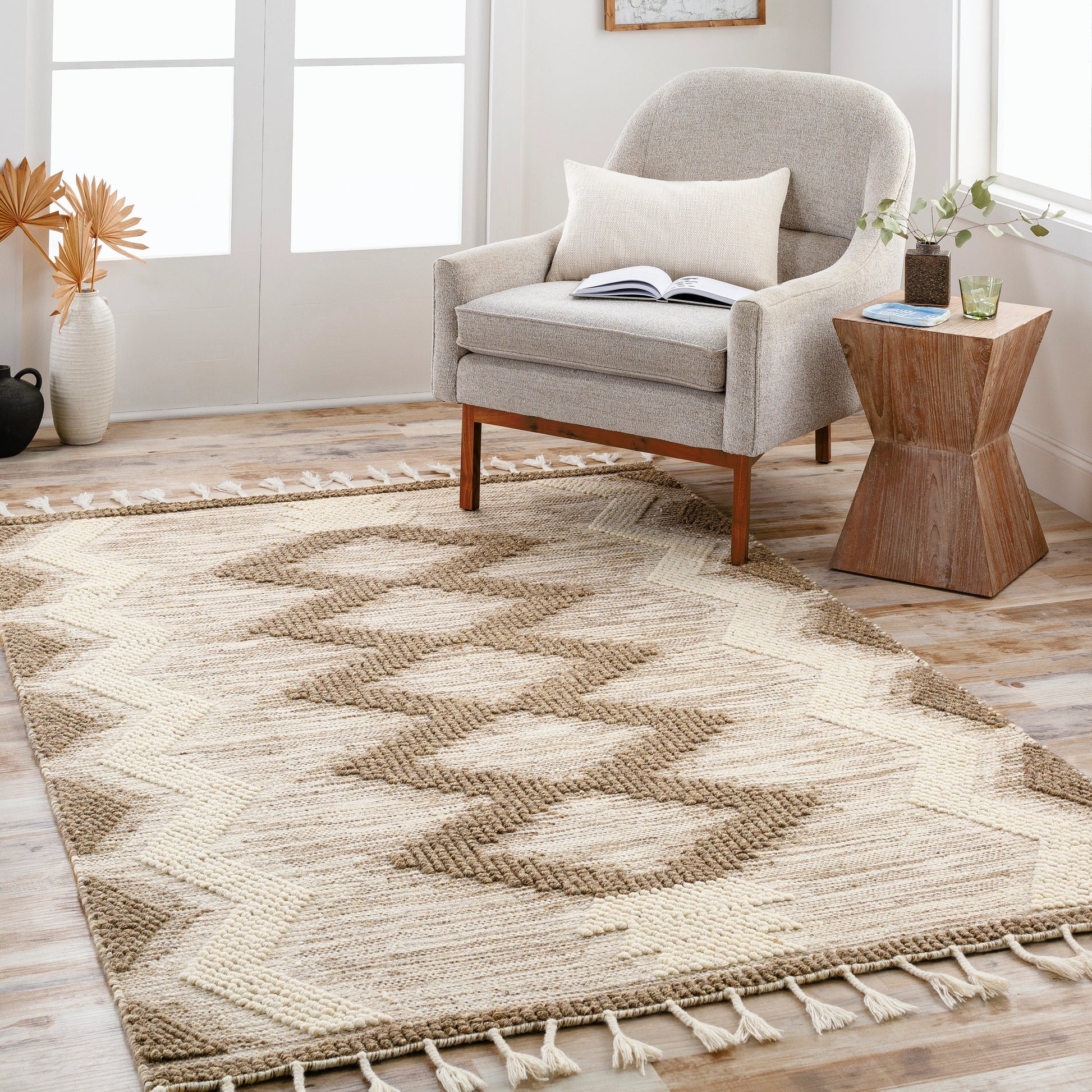 Norwood Rug - 30394 by Livabliss in olive, cream. Made from 100% wool in a unique style.