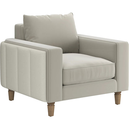 Barret Lounge Chair by A.R.T. Furniture in beige and café au lait. Made from inside: velvet sand colored polyester fabric, outback in faux-leather parchement colored material in a traditional style.
