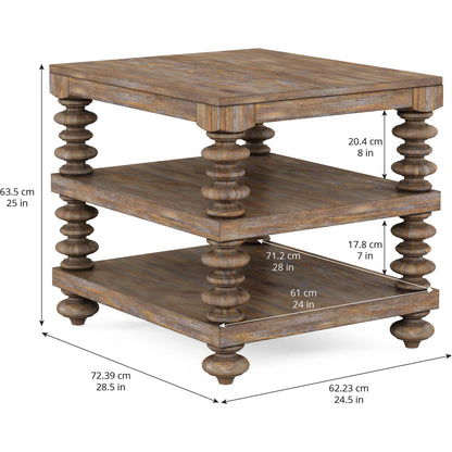 Architrave End Table by A.R.T. Furniture in almond. Made from pine solids and veneer in a traditional style.
