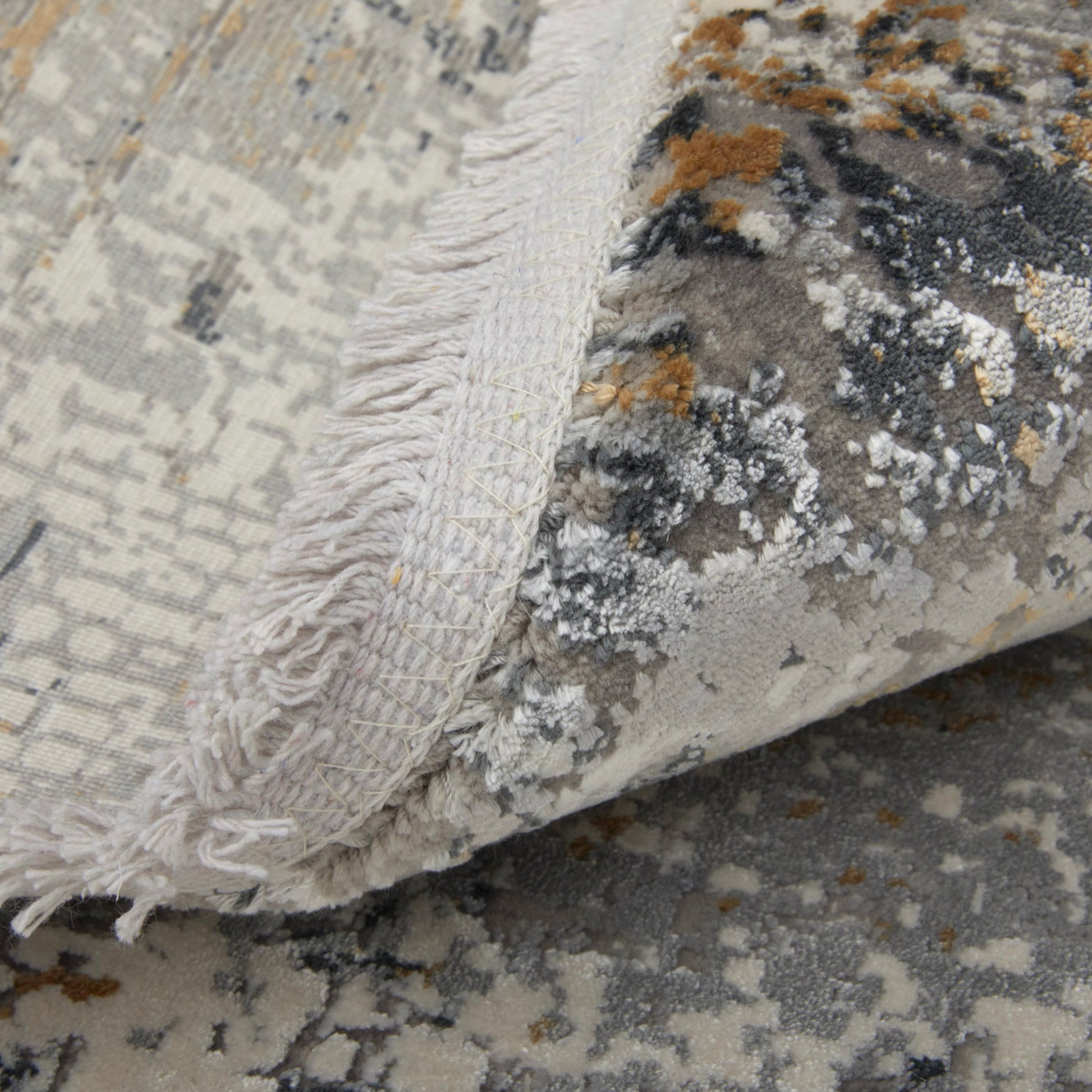 Cadiz Rug - 3887F by Feizy in ivory, gray, gold. Made from viscose, acrylic in a unique style.