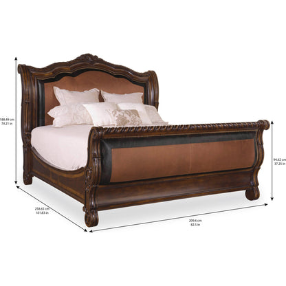 Valencia Upholstered Sleigh Bed by A.R.T. Furniture in brown and tuscan. Made from wood, veneer in a traditional style.