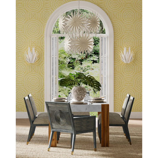 Manitapi Medium White Vase by Currey and Company in white. Made from ceramic in a coastal style.