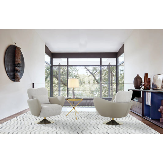 Mercer Swivel Lounge Chair by Pasargad Home in beige. Made from polyester in a modern style.
