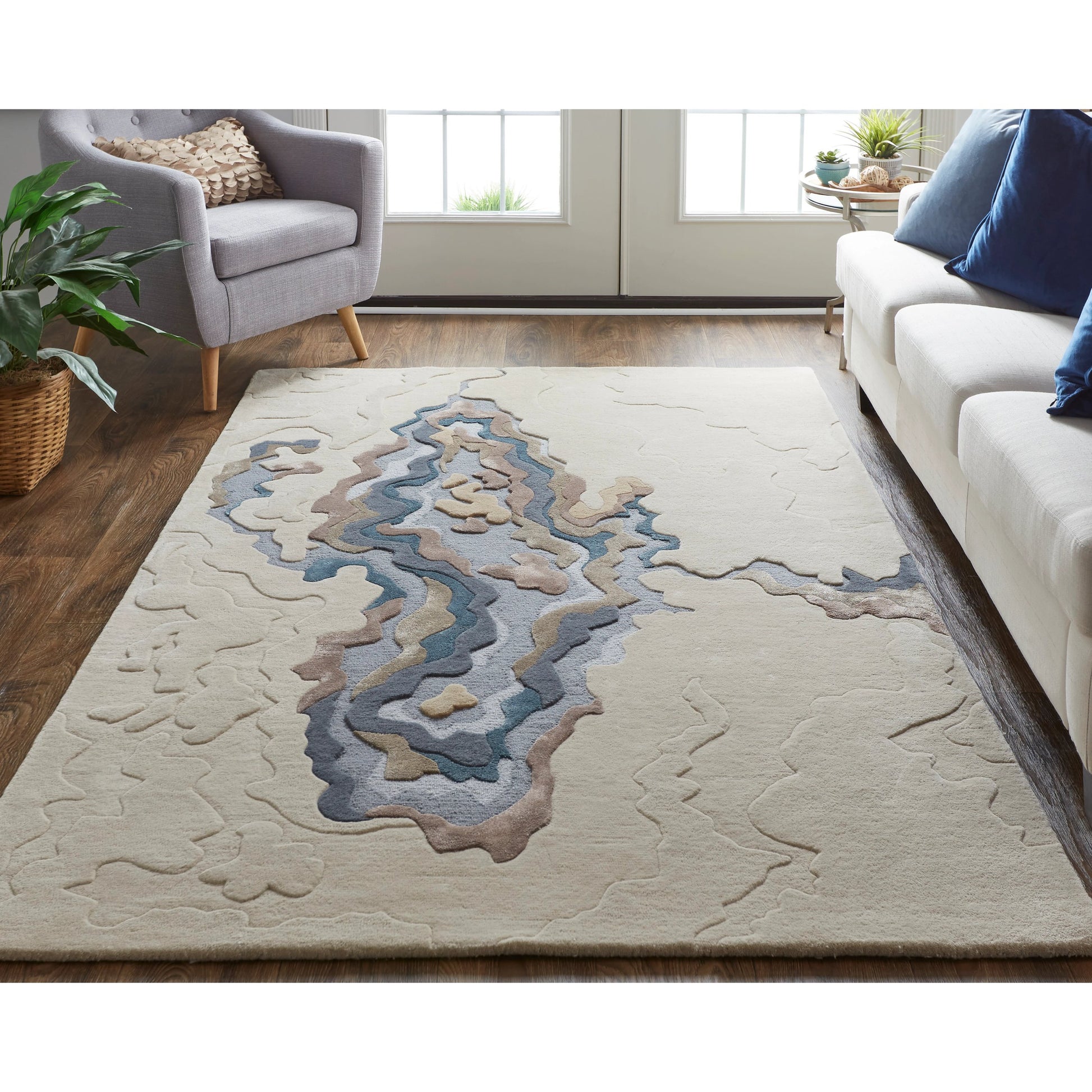 Serrano Transitional Rug - 8855F by Feizy in tan, brown, blue. Made from unique in a unique style.