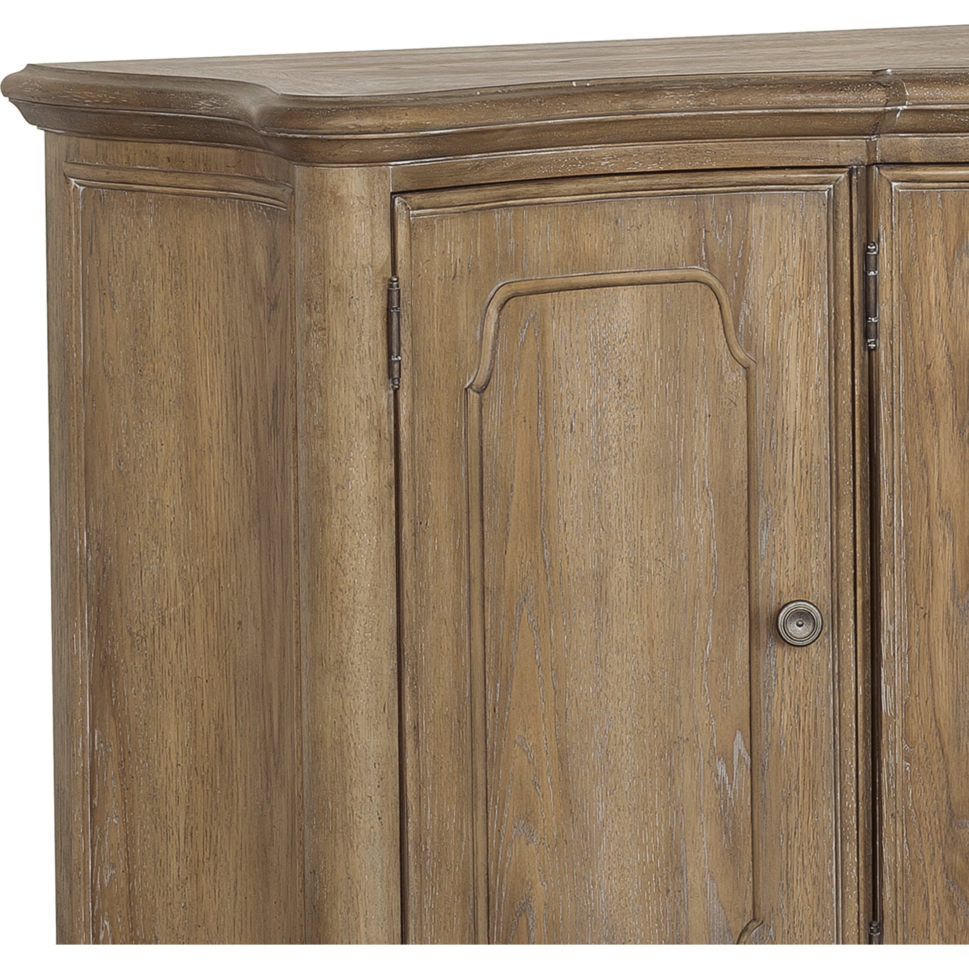 Weston Hills Buffet by Pulaski Furniture in flax seed. Made from hardwood solids, hickory veneers in a traditional style.