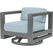 Redondo Outdoor Swivel Club by Sunset West in grays. Made from aluminum in a modern style.