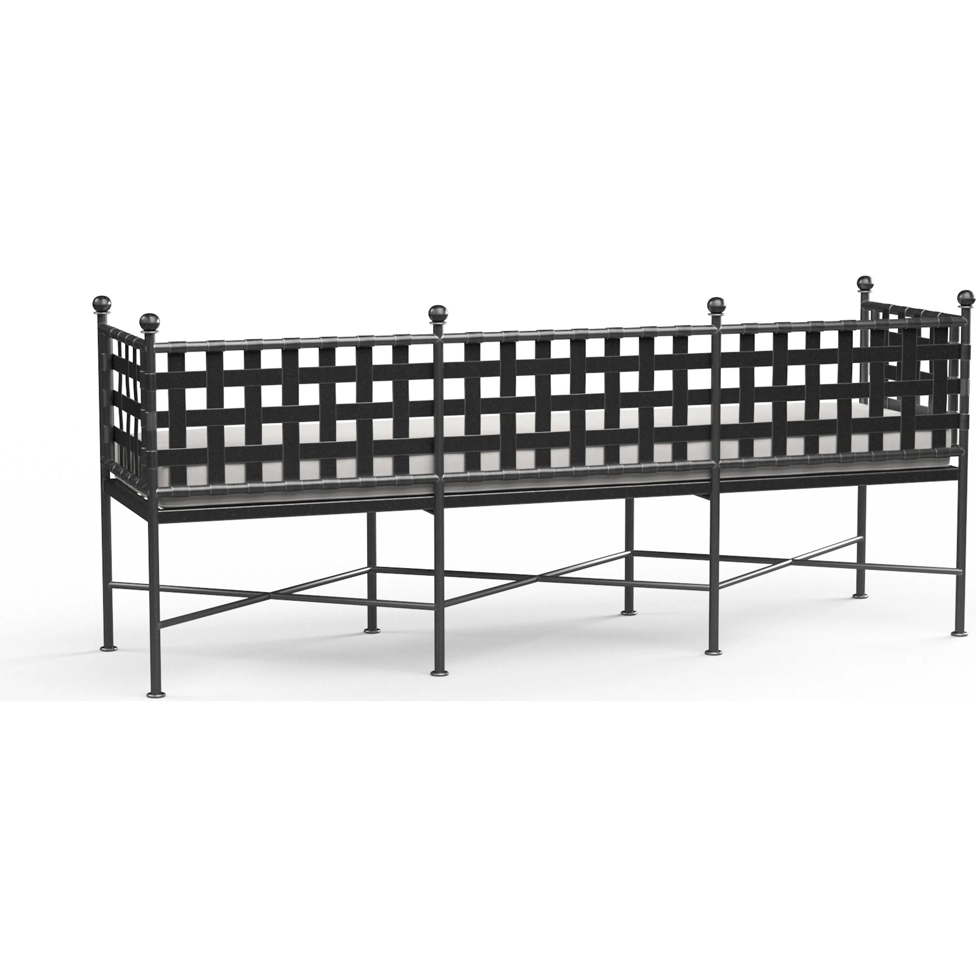 Provence Outdoor Garden Bench by Sunset West in pewter. Made from wrought iron in a modern style.